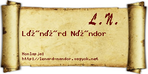 Lénárd Nándor névjegykártya